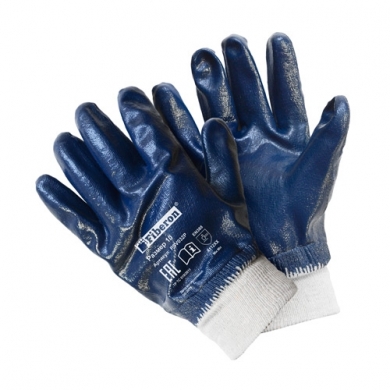 Перчатки «Стойкость к загрязнениям: монолит, манжета-резинка», хлопчатобумажные с полиэстером, нитриловое покрытие, в и/у, Fiberon, 10(XL)