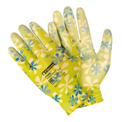 Перчатки «Для садовых работ», полиэстер, нитриловое покрытие, микс цветов, в и/у, Fiberon, 8(M)