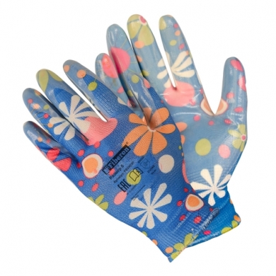 Перчатки «Для садовых работ», полиэстер, нитриловое покрытие, микс цветов, в и/у, Fiberon, 8(M)