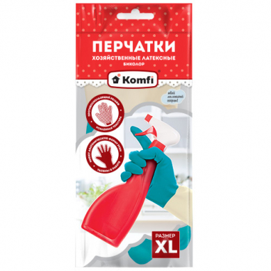 Перчатки хозяйственные латексные Биколор тм Komfi